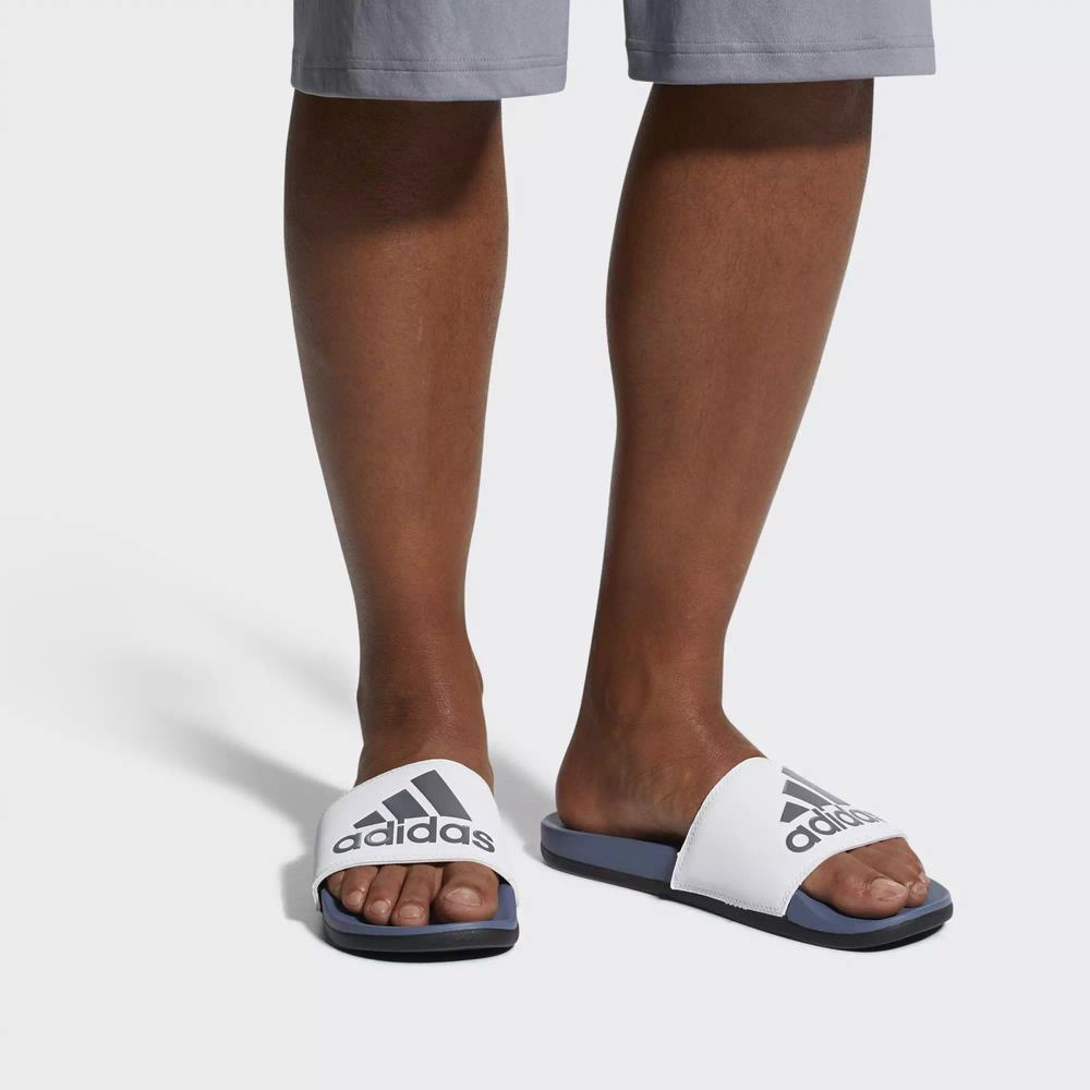 Adidas Adilette Cloudfoam Plus Logo Sandalias Azules Para Hombre (MX-42174)